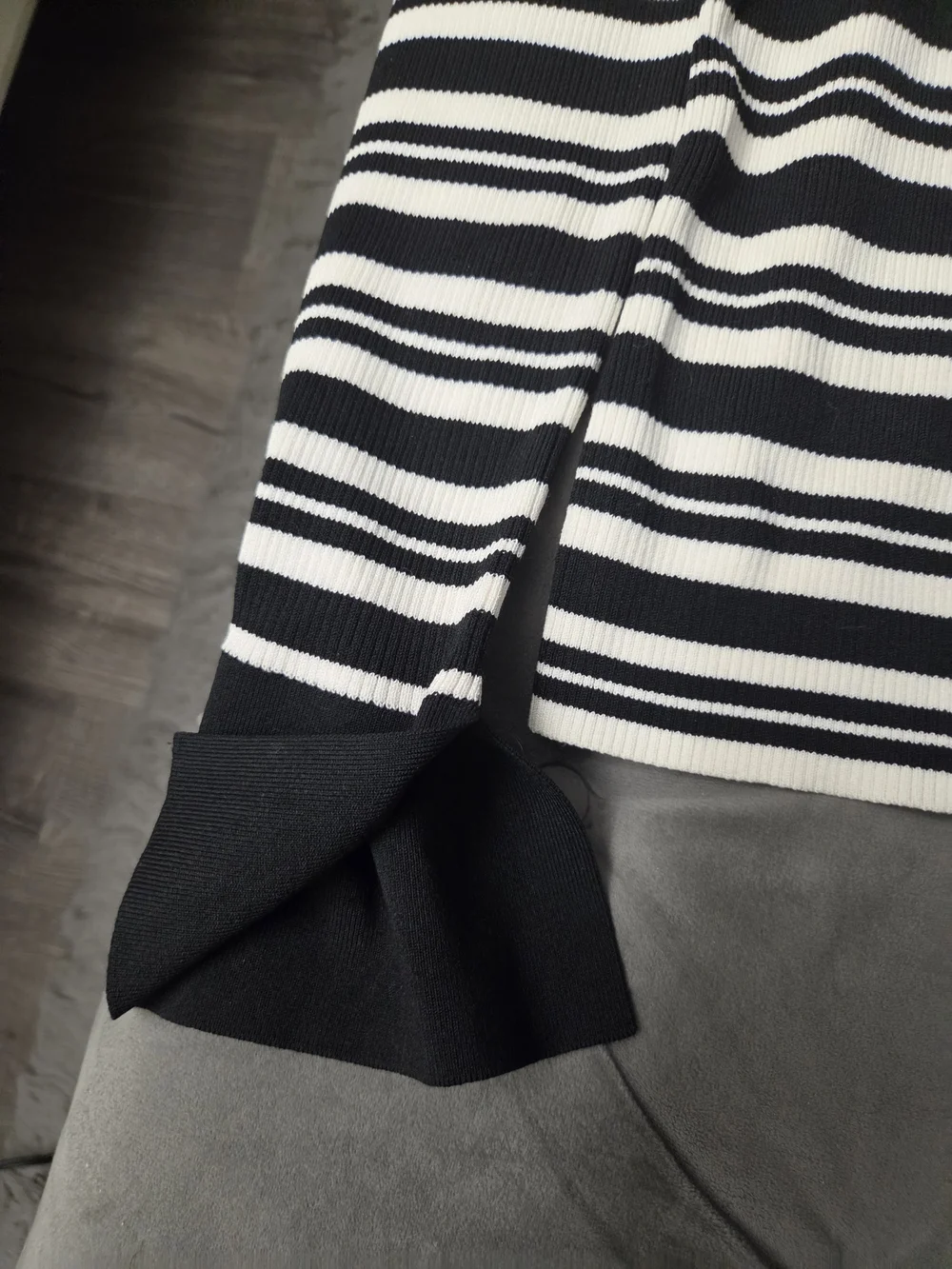 Express Black & White Striped Polo Cardigan with Contrast Collar - Beautiful